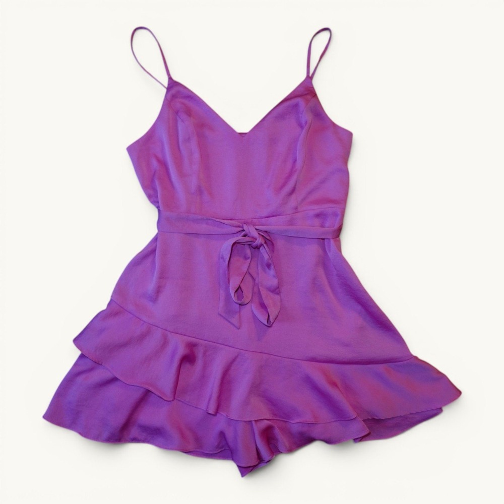 Express Fuchsia Satin Ruffle Wrap Skort Romper Size Large